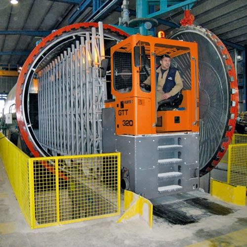 Hubtex transporter in an autoclave operation