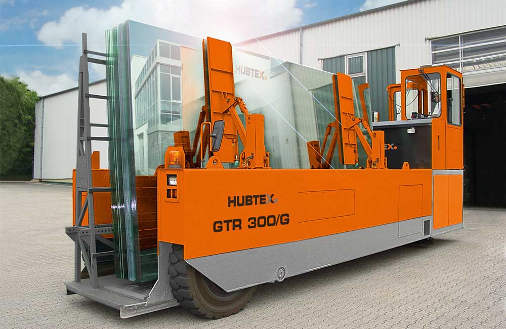HUBTEX GTR – Glass Frame Transporter outside glass in A frame