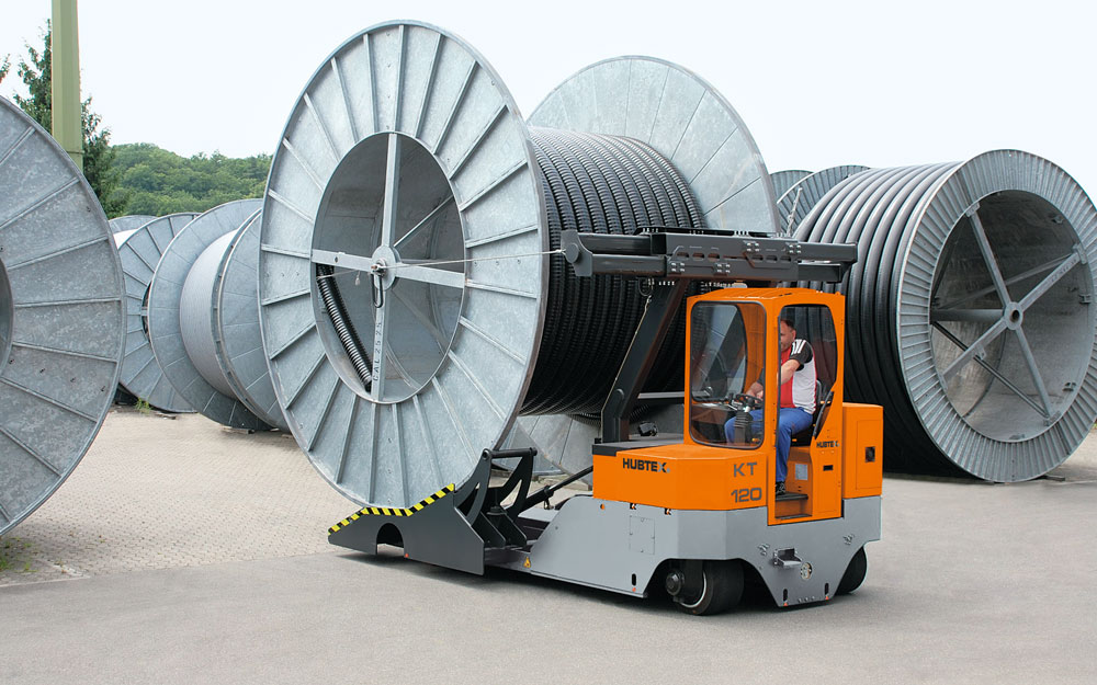 Hubtex Cable drum transporters moving 50 tons